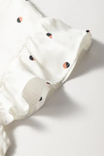 White Polka Dot Print Ruffled Shoulder V Neck Tank Top - MarkoFit