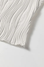 White Solid Color Wavy Textured Round Neck Tank Top - MarkoFit