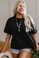 Black Loose Half Sleeve Hi Low Hem T Shirt - MarkoFit
