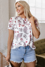 White Vintage Paisley Mock Neck T Shirt - MarkoFit