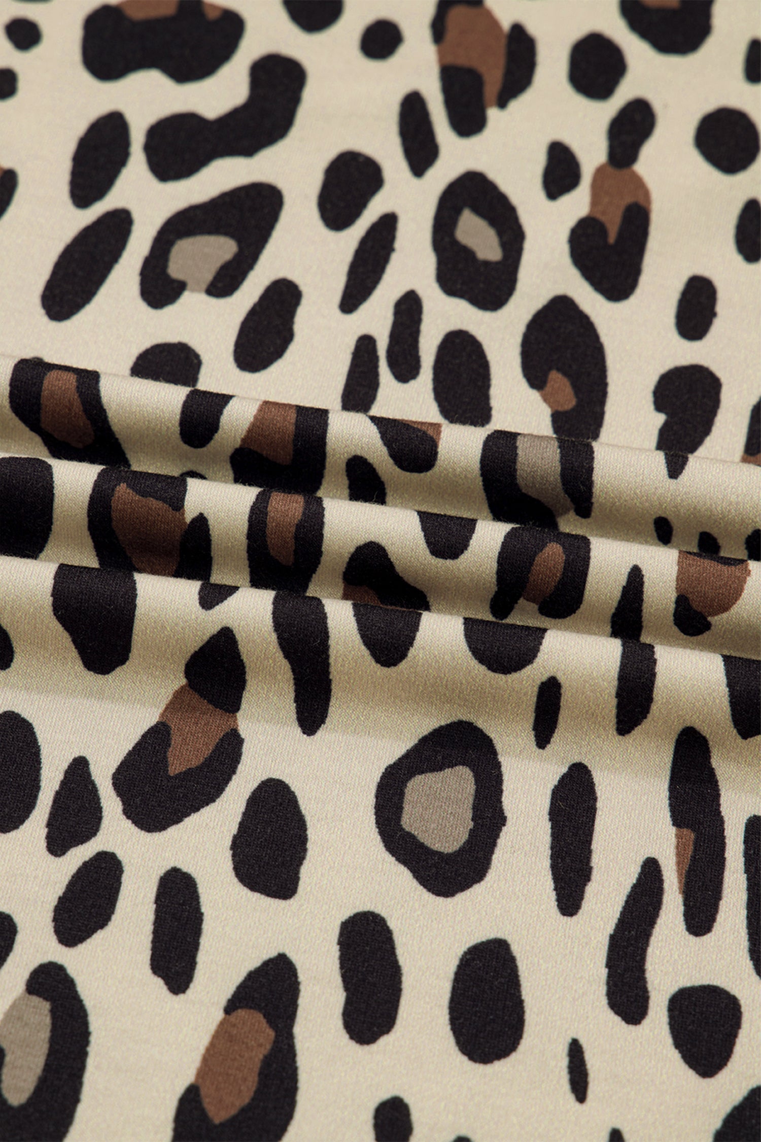 Khaki Exposed Seam Patched Pocket Plus Size Drawstring Leopard Wide Leg Pants - MarkoFit