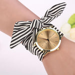Women Wristwatch Stripe Floral Cloth Band Clock - MarkoFit