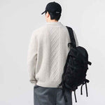 Solid Color Casual Turn-Down Collar Knit Sweater Men Loose Fit Sweater - MarkoFit