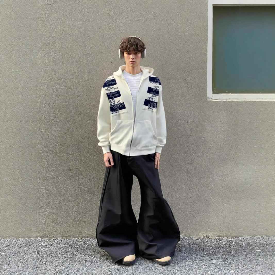 Street Style Letter Patch Suede Hooded Sweatshirt for Men and Women - MarkoFit