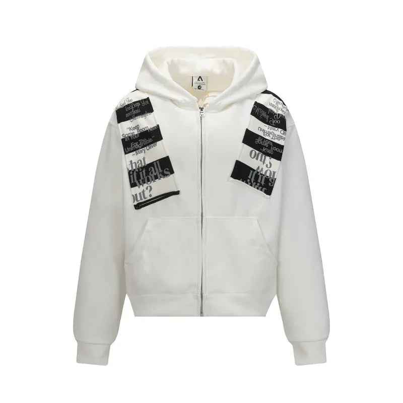 Street Style Letter Patch Suede Hooded Sweatshirt for Men and Women - MarkoFit
