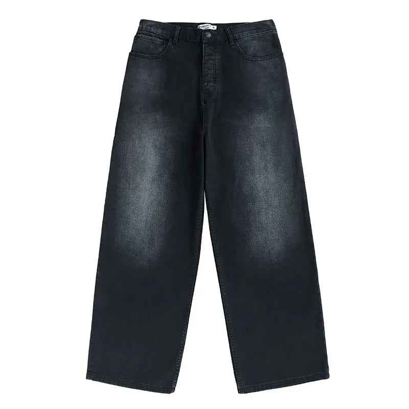 Black and Grey Straight Loose Casual Denim Pants for Men and Women - MarkoFit
