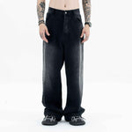 Black and Grey Straight Loose Casual Denim Pants for Men and Women - MarkoFit