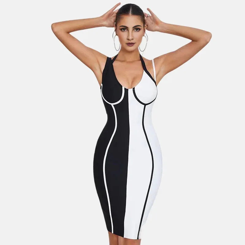 Strap Bandages Dress Bodycon Patchwork Clothes Club Party Summer Dress - MarkoFit