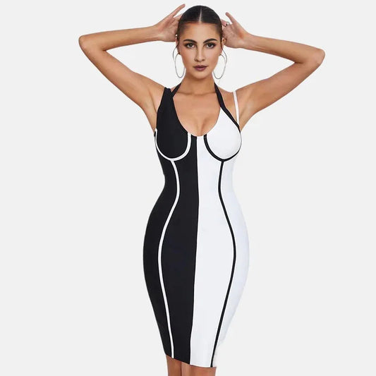 Strap Bandages Dress Bodycon Patchwork Clothes Club Party Summer Dress - MarkoFit