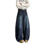 Deep blue washed wide leg jeans for men - MarkoFit