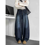 Deep blue washed wide leg jeans for men - MarkoFit