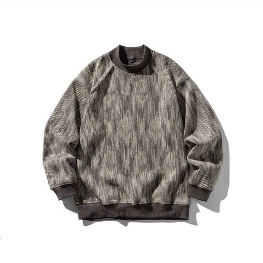 Dyeing Color-blocked Loose Long Sleeve Mock Neck Sweatshirt Men - MarkoFit
