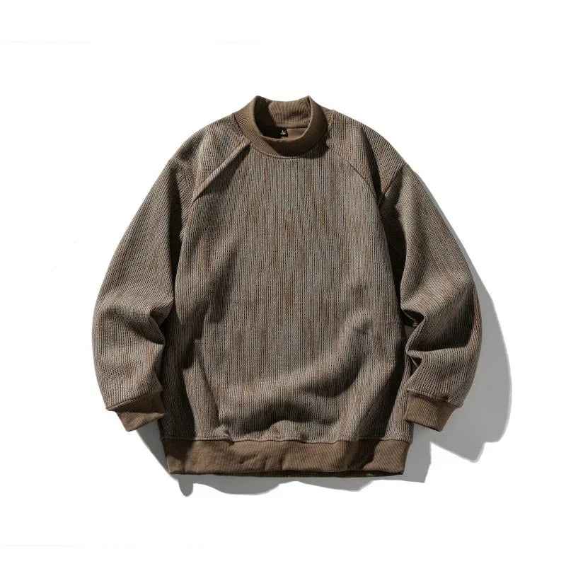 Dyeing Color-blocked Loose Long Sleeve Mock Neck Sweatshirt Men - MarkoFit