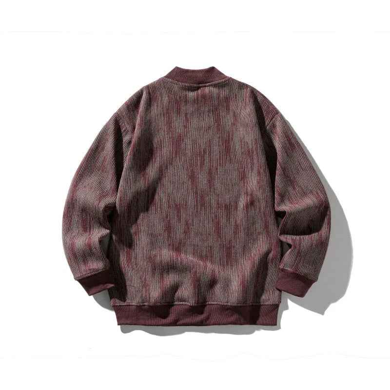 Dyeing Color-blocked Loose Long Sleeve Mock Neck Sweatshirt Men - MarkoFit