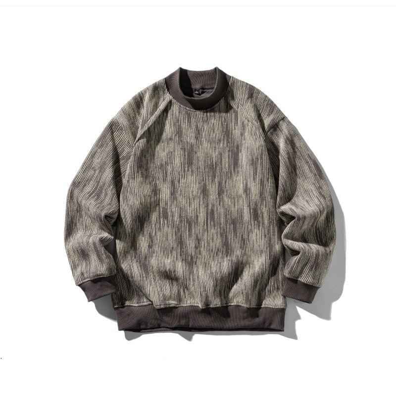 Dyeing Color-blocked Loose Long Sleeve Mock Neck Sweatshirt Men - MarkoFit