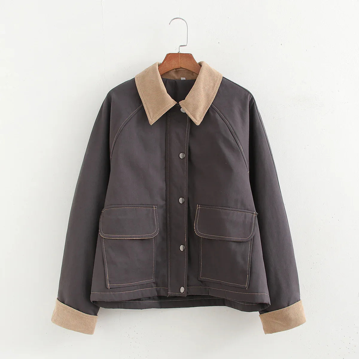 Splicing washed pocket embellishment thin jacket - MarkoFit