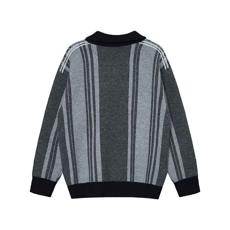 Sports striped lapel sweater for men and women - MarkoFit
