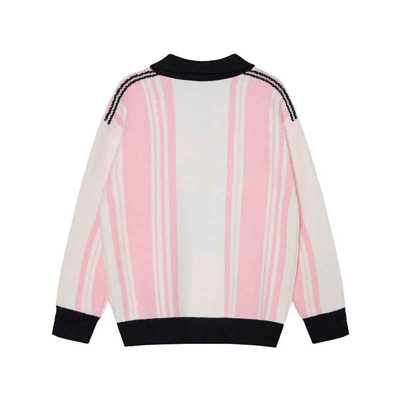 Sports striped lapel sweater for men and women - MarkoFit