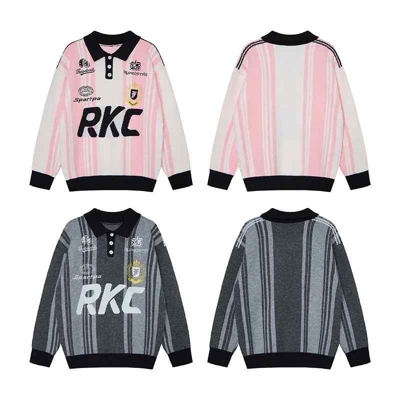 Sports striped lapel sweater for men and women - MarkoFit