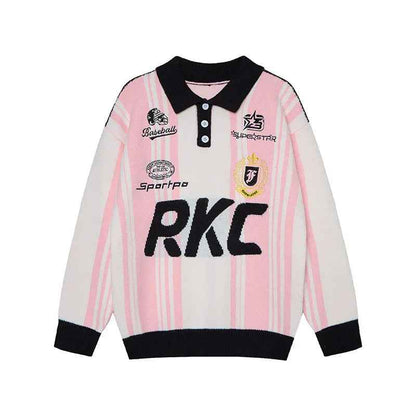 Sports striped lapel sweater for men and women - MarkoFit