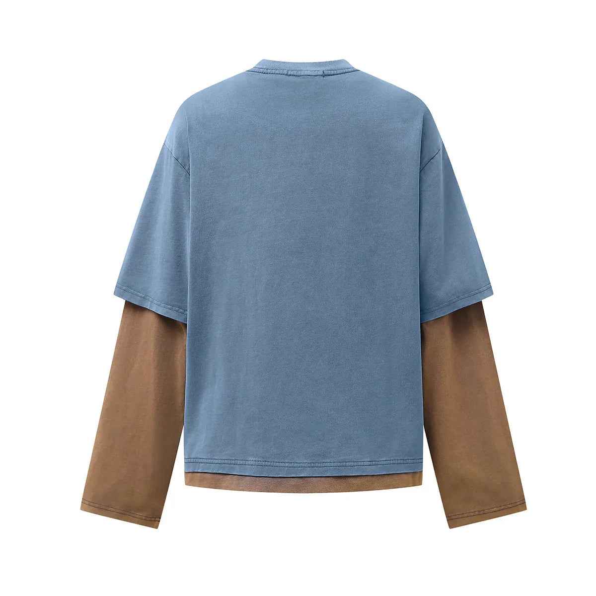 Color blocked fake two piece T-shirt long sleeved men - MarkoFit