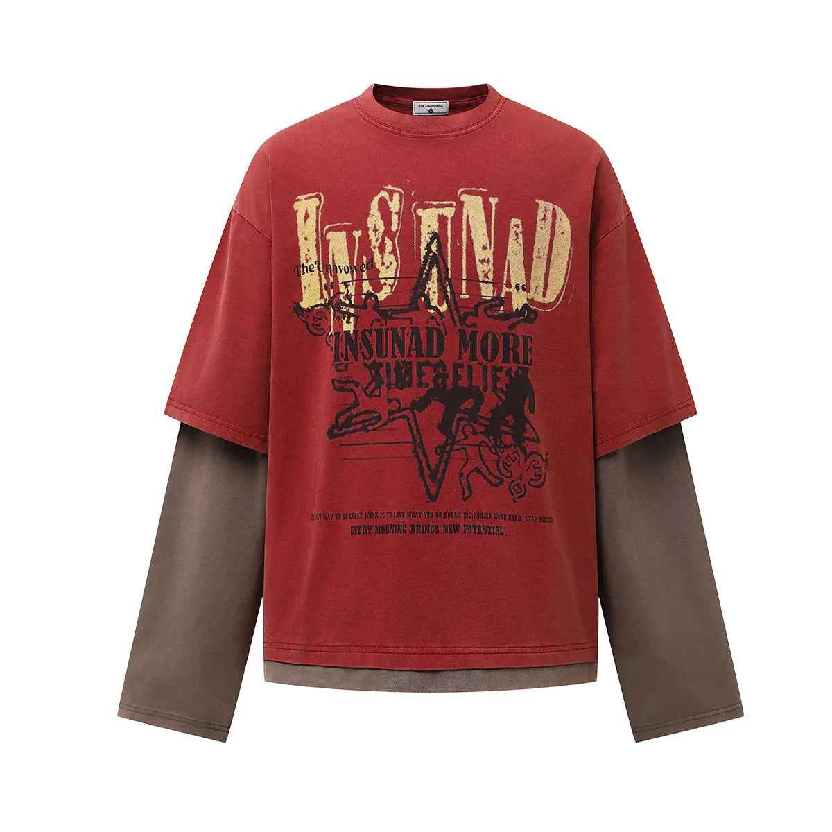 Color blocked fake two piece T-shirt long sleeved men - MarkoFit