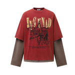 Color blocked fake two piece T-shirt long sleeved men - MarkoFit