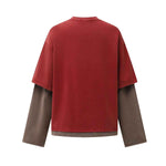 Color blocked fake two piece T-shirt long sleeved men - MarkoFit