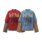 Color blocked fake two piece T-shirt long sleeved men - MarkoFit