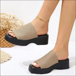 Open Toe Platform Cloth Sandals - MarkoFit