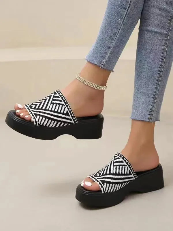 Open Toe Platform Cloth Sandals - MarkoFit