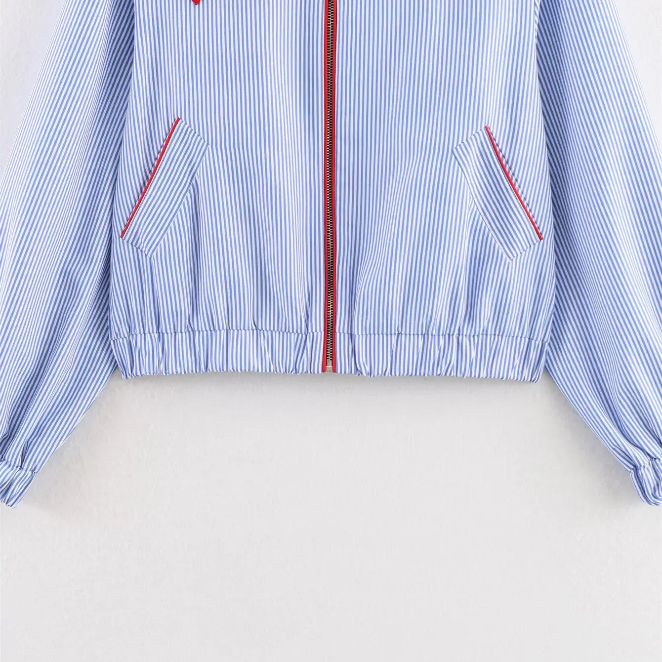 Striped heart-shaped patch with zipper pocket jacket - MarkoFit