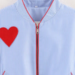 Striped heart-shaped patch with zipper pocket jacket - MarkoFit