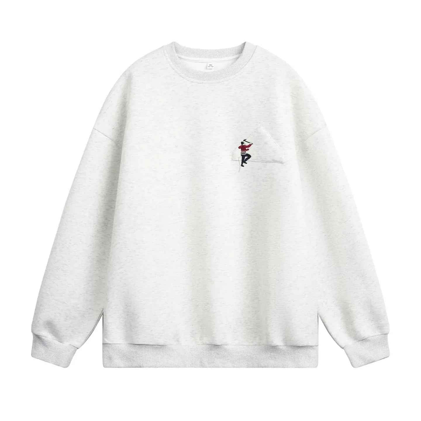 Embroidered round neck sweatshirt for men - MarkoFit