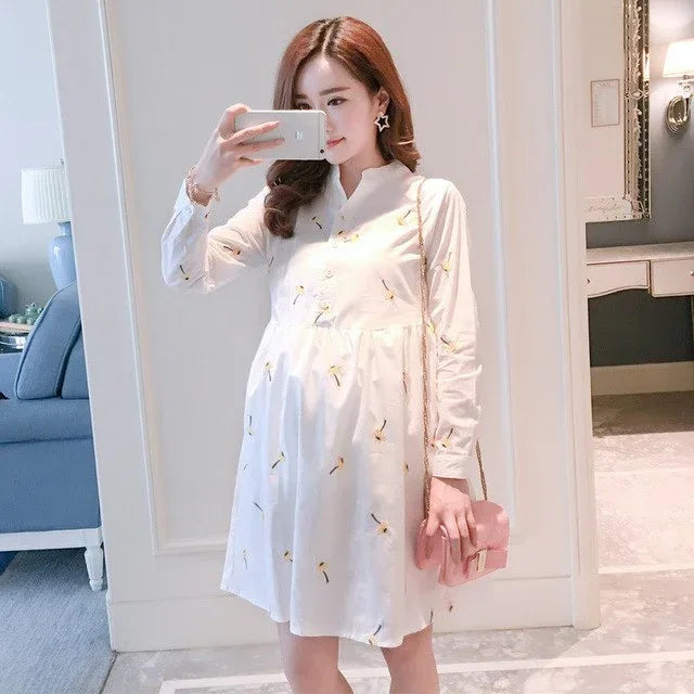 Fashion Maternity Shirt Dress Pregnant Maternity Clothes Casual Nursing Long Sleeves Striped Pregnancy Clothes - MarkoFit