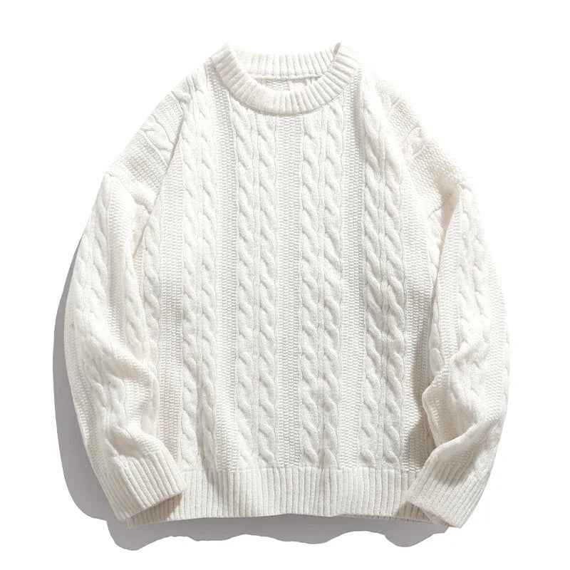 Round neck solid color loose sweater for men - MarkoFit