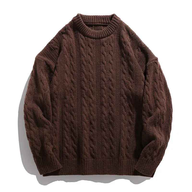 Round neck solid color loose sweater for men - MarkoFit