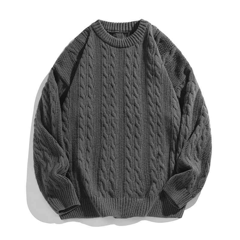 Round neck solid color loose sweater for men - MarkoFit