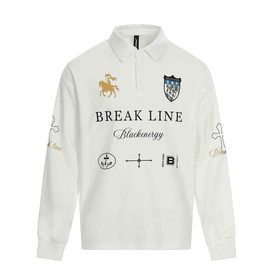 Loose Long Sleeve Polo Shirt with Print Design for Men and Women - MarkoFit