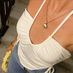New vest T-shirt ins small inner clothes side drawstring halter neck wrap chest top - MarkoFit