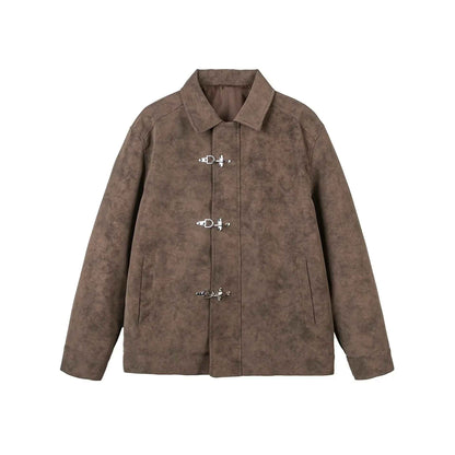 Distressed Metal Plane Buckle Loose Versatile PU Leather Jacket - Stylish Winter Clothes for Women - MarkoFit