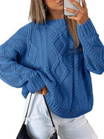 Trendy Queen Women's Oversized Cable Knit Crewneck Sweater | MarkoFit - MarkoFit