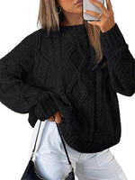 Trendy Queen Women's Oversized Cable Knit Crewneck Sweater | MarkoFit - MarkoFit