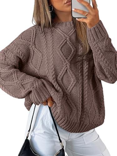 Trendy Queen Women's Oversized Cable Knit Crewneck Sweater | MarkoFit - MarkoFit