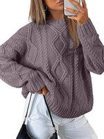 Trendy Queen Women's Oversized Cable Knit Crewneck Sweater | MarkoFit - MarkoFit