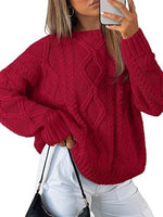 Trendy Queen Women's Oversized Cable Knit Crewneck Sweater | MarkoFit - MarkoFit