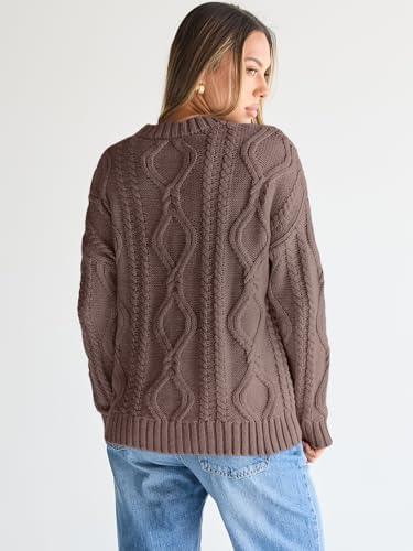 Trendy Queen Women's Oversized Cable Knit Crewneck Sweater | MarkoFit - MarkoFit