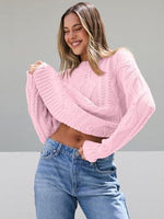 Trendy Queen Women's Oversized Cable Knit Crewneck Sweater | MarkoFit - MarkoFit