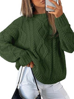 Trendy Queen Women's Oversized Cable Knit Crewneck Sweater | MarkoFit - MarkoFit