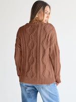 Trendy Queen Women's Oversized Cable Knit Crewneck Sweater | MarkoFit - MarkoFit